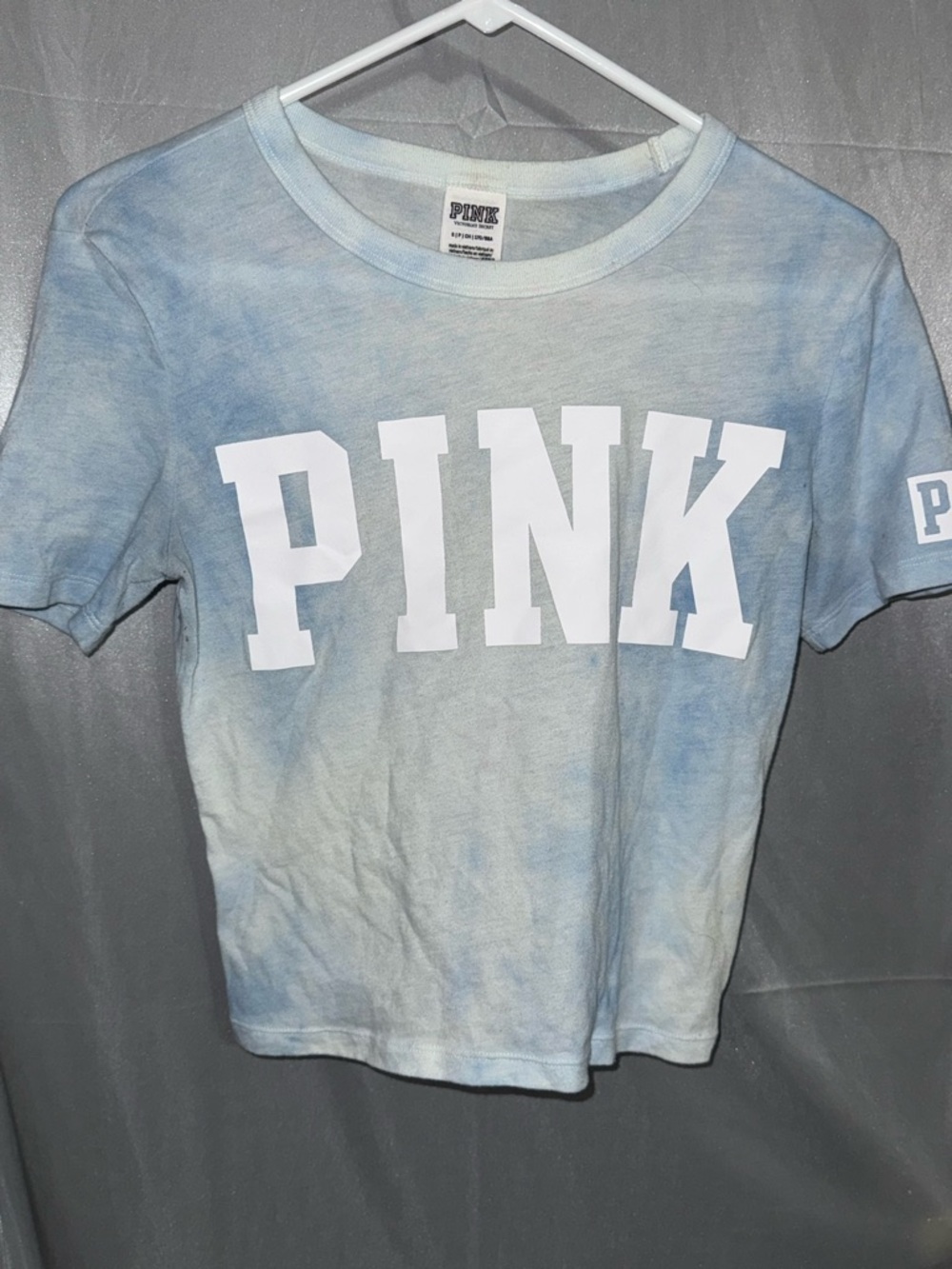 PINK Victoria's Secret Blue Tie-Dye Logo Tee